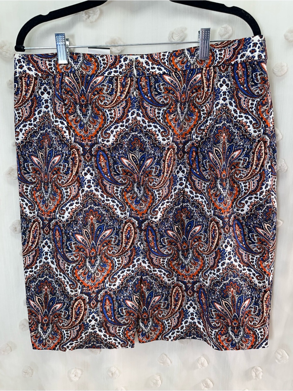 NWT J. Crew Women’s Blue, Orange & White Paisley Pencil Skirt Size 12 - Picture 4 of 7